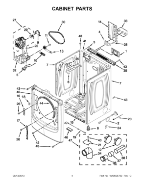 02 - CABINET PARTS Diagram and Parts List for YMED7000XG3  Maytag Dryer