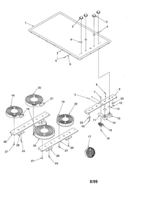 Cooktop Assembly Diagram and Parts List for AK2H30E4-P1143719NE  Amana Cooktop