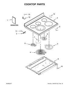 Cooktop Parts Diagram and Parts List for MER8700DE1  Maytag Range