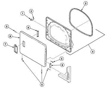 Door Assy Diagram and Parts List for SSG809LF  Speed Queen Dryer