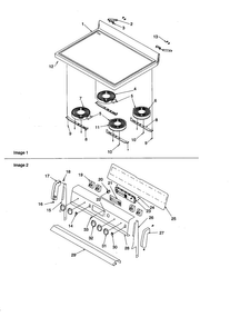 Main Top And Backguard Diagram and Parts List for ARTC7003W P1143659NW Amana Range