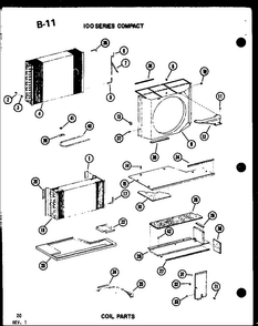 100 Series Compact Coil Parts Diagram and Parts List for 16-3SPMK P54974-59R Amana Air Conditioner