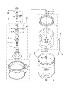 Agitator, Basket And Tub Parts Diagram and Parts List for 7MMTS0520WW0  Maytag Washer