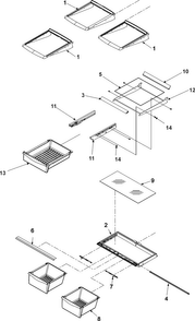 Refrigerator Shelving Diagram and Parts List for ABB2222FEB0  Amana Refrigerator