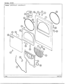 Door Diagram and Parts List for LNC-8761A77  Maytag Dryer