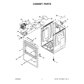 Cabinet Parts Diagram and Parts List for MGD6230RHW4  Maytag Dryer