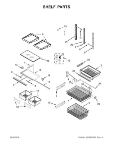 Shelf Parts Diagram and Parts List for MBB1957FEB00  Maytag Refrigerator