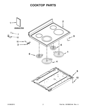 02 - COOKTOP PARTS Diagram and Parts List for YMER8600DS0  Maytag Range
