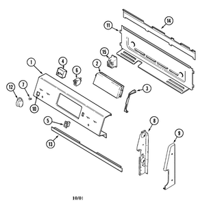 Control Panel Diagram and Parts List for MER5770ACA  Maytag Range
