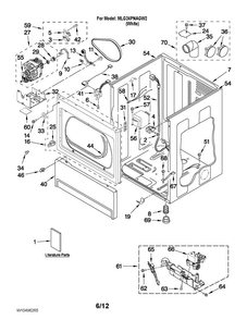 Lower Cabinet And Front Panel Parts Diagram and Parts List for MLG24PNAGW2  Maytag Dryer
