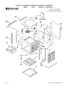Upper Oven Parts Diagram and Parts List for JJW2830WB00  Jenn-Air Wall Oven