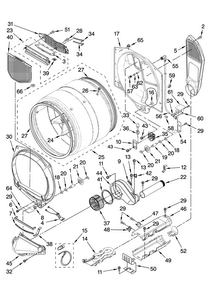 Bulkhead Parts Diagram and Parts List for MEDE900VW0  Maytag Dryer