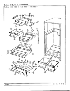 Shelves And Accessories Diagram and Parts List for 19822-7  Admiral Refrigerator