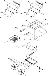 Refrigerator Shelving Diagram and Parts List for ABB1922FEB0  Amana Refrigerator