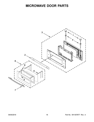 Microwave Door Parts Diagram and Parts List for JMW2430DS04  Maytag Microwave Oven Combo