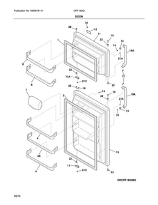 Door Diagram and Parts List for CRT182IQB3  Crosley Refrigerator
