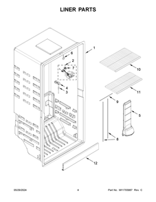 Liner Parts Diagram and Parts List for MZF34X16DW10  Maytag Freezer