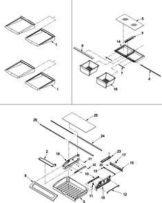 Refrigerator Shelving Diagram and Parts List for AFD2535FES0  Amana Refrigerator