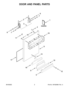 Door And Panel Parts Diagram and Parts List for JDPSS244LL2  Maytag Dishwasher