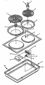 Cooktop Diagram and Parts List for CC1W-P1155202  Amana Range