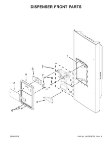 Dispenser Front Parts Diagram and Parts List for MFI2269FRE01  Maytag Refrigerator