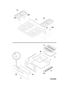 Top/drawer Diagram and Parts List for CRG3150PWB  Crosley Range