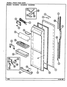 Fresh Food Door Diagram and Parts List for RC224PDK DS33A Magic Chef Refrigerator