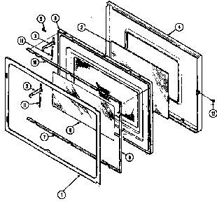 Door Diagram and Parts List for DM5H-3  Maytag Microwave