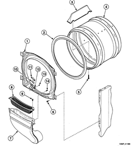 Cylinder Diagram and Parts List for SSE707QF  Speed Queen Dryer