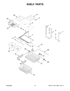 Shelf Parts Diagram and Parts List for ABB1924BRB05  Amana Refrigerator