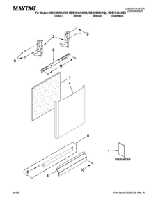 Door And Panel Parts Diagram and Parts List for MDBH949AWS0  Maytag Dishwasher
