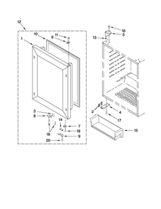 Door Parts Diagram and Parts List for JUR248LBCX01  Jenn-Air Refrigerator