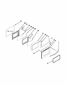 Lower Door Parts Diagram and Parts List for MER6741BAS17  Maytag Range