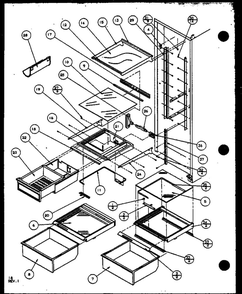 Refrigerator Shelving And Drawers 3 Diagram and Parts List for IC4N-P1110801W-SXS  Amana Refrigerator