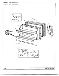 Freezer Door Diagram and Parts List for 39825-7A  Admiral Refrigerator
