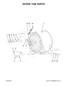 Outer Tub Parts Diagram and Parts List for MFS275PTVS  Maytag Washer
