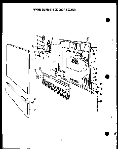 Door Details Diagram and Parts List for DUR202-19-OK  Caloric Dishwasher