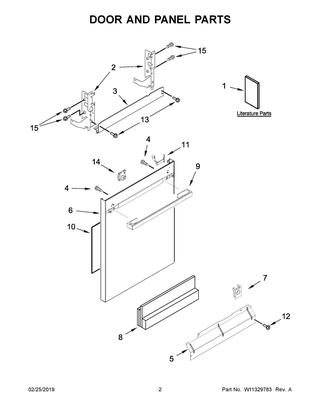 Door And Panel Parts Diagram and Parts List for JDTSS246GM0  Maytag Dishwasher