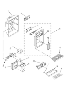 Dispenser Front Parts Diagram and Parts List for MSD2576VEW00  Maytag Refrigerator