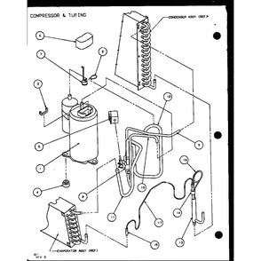 Compressor & Tubing 1 Diagram and Parts List for PTH12400ER P9872129R Amana Air Conditioner