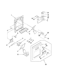 Dispenser Front Parts Diagram and Parts List for ASD2522WRW04  Amana Refrigerator