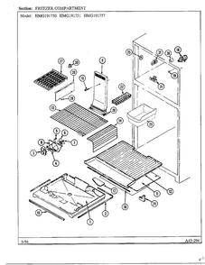 Freezer Compartment Diagram and Parts List for 19175  Admiral Refrigerator