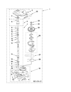 Gearcase Parts Diagram and Parts List for ATW4475XQ0  Admiral Washer