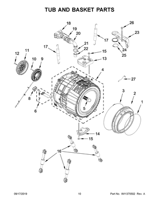 Part Location Diagram of W11384425 Whirlpool BELLOW