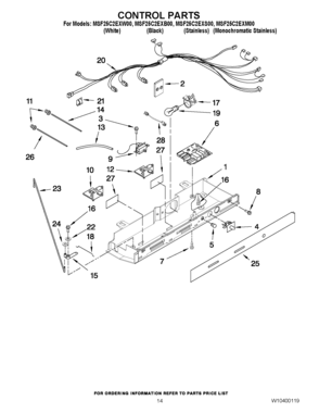 10 - CONTROL PARTS Diagram and Parts List for MSF25C2EXB00  Maytag Refrigerator