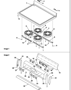 Main Top And Backguard Diagram and Parts List for ART6002L-P1143497NL  Amana Range