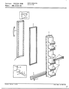 Freezer Door Diagram and Parts List for 21314-0A  Admiral Refrigerator