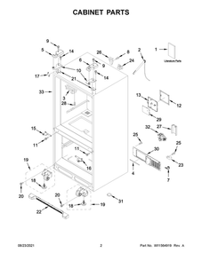 Cabinet Parts Diagram and Parts List for JFC2089BEP07  Maytag Refrigerator