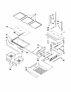Shelf Parts Diagram and Parts List for MFI2269VEM1  Maytag Refrigerator