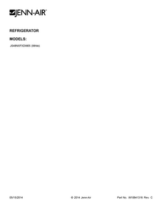 Cover Sheet Diagram and Parts List for JS48NXFXDW05  Jenn-Air Refrigerator